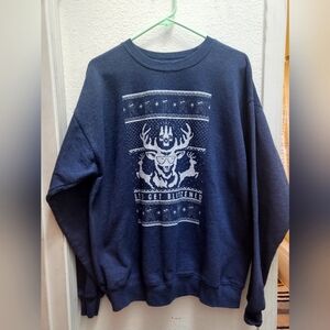 Hanes Ugly Christmas Sweatshirt, "Let's get blitzened"